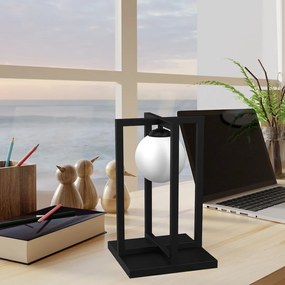 Stolná lampa Diego, 1x biele sklenené tienidlo, b