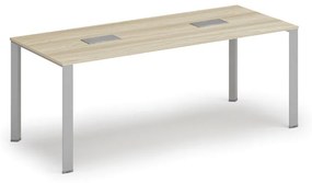 Stôl PRIMO INFINITY 2000 x 900 x 750, dub prírodný + 2x stolová zásuvka TYP I, strieborná