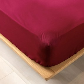 Červená napínacia plachta z Bio bavlny 160x200 cm Biolina – douceur d'intérieur