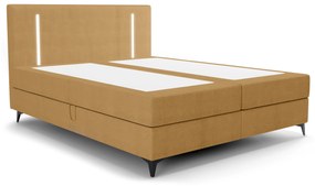 Manželská posteľ 140 cm Ortega Comfort (horčicová) (s roštom a matracom, s úl. priestorom) (s LED osvetlením). Vlastná spoľahlivá doprava až k Vám domov. 1082716