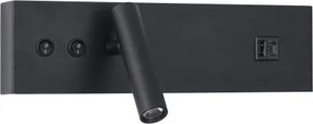 Brilagi-LED Nástenné bodové svietidlo s USB portom NOCTIS LED/3W/230V+LED/9W čierne