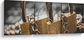 Obraz dvoch zámkov (s hodinami) (90x30 cm)