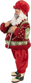 Červená vianočná figúrka Santa Claus s golfovou palicou - 15*10*28 cm