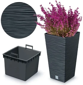 Kvetináč FURU SQUARE 24 cm, antracitový, 24 cm