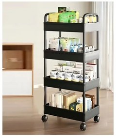 Regál na kolieskach POZIO 39x27x95 cm čierny