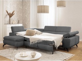 Sivá ženilková rohová pohovka (ľavý roh/do L) Marbeya – Ropez