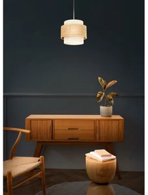 Závesný luster BOHO na lanku, 1× E27, 60 W, 230 V, Ø 20 cm, juta/krémová