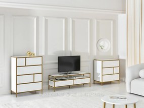 Komoda Soren Kom (biele drevo + zlatá). Akcia -20%. Vlastná spoľahlivá doprava až k Vám domov. 1110770