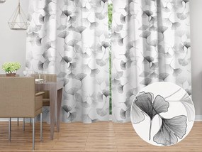 Biante Bavlnený záves Sandra SA-512 Sivo-biele ginkgo listy na bielom 140x140 cm
