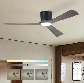 ZEVENTI - LED stropný ventilátor AUREX LED/24W/230V Wi-Fi Tuya čierna/orech + diaľkový ovládač