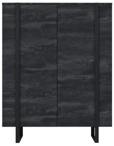 Vysoká komoda Verica 120 cm s dvoma dverami - čierny betón / čierne nohy