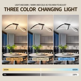 Brilagi-LED Stmievateľný prisadený luster TWISTER LED/60W/230V 3000-6000K čierny s diaľkovým ovládaním