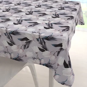 Biante Dekoračný štvorcový obrus PML-034 Biele tulipány na sivom 70x70 cm