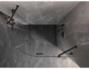 Mexen Lunar, pravý polkruhový sprchový kút 100 x 70 cm, 8mm číre sklo, čierny profil, 833-100P-070L-70-00