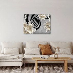 Obraz - 3D zlaté kvety (70x50 cm)