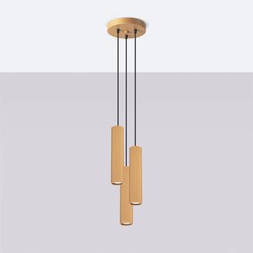 Závesné svietidlo Karbon, 3x zlaté kovové tienidlo, o