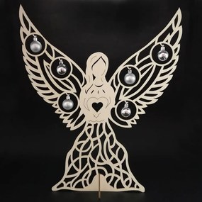 AMADEA Drevený 3D anjel s guličkami, 48x40 cm