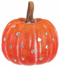 Svietnik Tekvička s otvormi oranžová, keramika, priemer. 14 cm