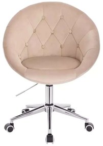 LuxuryForm DESIGN Kreslo VERA VELUR na striebornej podstave s kolieskami - latte