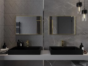 Mexen Loft, obdĺžnikové kúpeľňové zrkadlo 70 x 50 cm, farba rámu zlatá lesklá, 9852-070-050-000-50