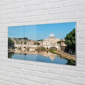 Sklenený obraz Rome River mosty 125x50 cm