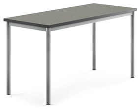 Stôl SONITUS, 1400x600x720 mm, linoleum - tmavošedá, strieborná
