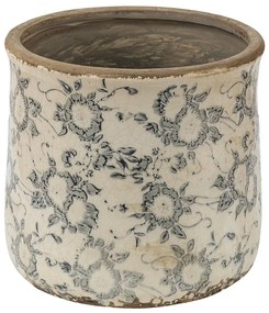 Keramický obal na kvetináč so šedými kvetmi Filon French L - Ø 17*16 cm