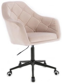 LuxuryForm DESIGN Kreslo ANDORA VELUR na čiernej podstave s kolieskami - krémové