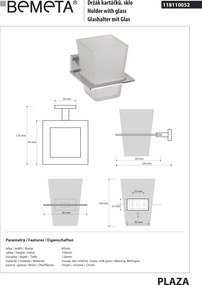 Bemeta Design PLAZA: Držiak kefiek, sklo - 118110052