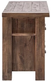 furniture-nabytek.cz - Produktový názov v slovenčine by mohol znieť: Masívna skrinka pod umývadlo Cancún z recyklovanej borovice, lakovaná, hnedá.