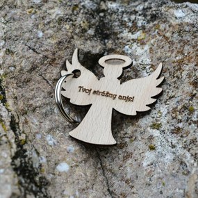 DUBLEZ | Gravírovaná kľúčenka z dreva - Tvoj strážny anjel