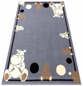 Detský kusový koberec PP Hippo šedý 140x190cm