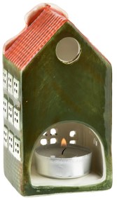 Keramický LED domeček HYTTE 12 cm zelený