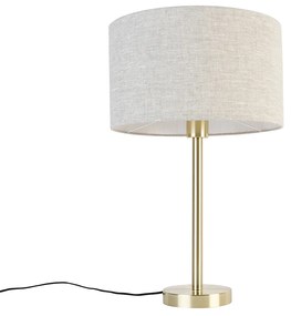 Klasická stolná lampa mosadz s tienidlom svetlošedá 35 cm - Simplo