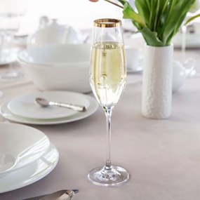 Pohár na šampanské s pozláteným okrajom 210 ml - Premium Glas Crystal (321810)