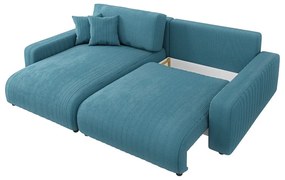 Tyrkysovomodrá menčestrová rozkladacia rohová pohovka Sara – Ropez