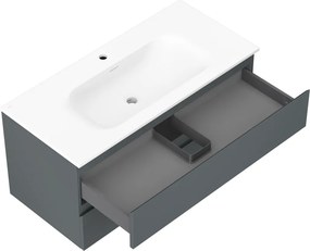 Mexen Orio, kúpeľňová skrinka 100 cm s umývadlom Vela, 2 zásuvky, grafitová matná/biela matná, 91A10-10047-2-BFF66-W23M01