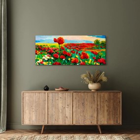 Obraz poľa s vlčími makmi (120x50 cm)