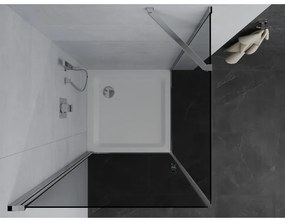 Mexen Pretoria, sprchovací kút 70 (dvere) x 70 (stena) cm, 6mm šedé sklo, chrómový profil + biela sprchová vanička, 852-070-070-01-40-4010