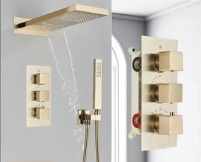 Moderný sprchový komplet - CA39 Brúsená zlatá