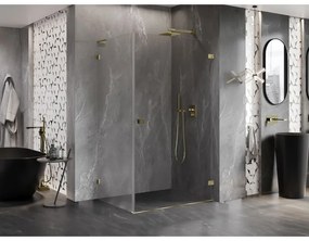 Mexen Lunar-B L pravý výklopný sprchový kút 75 x 70 cm, číre sklo, zlatá lesklá, 832L-075-070-50-00-P