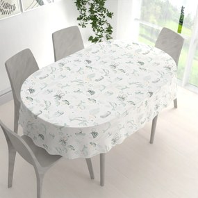 Biante Detský bavlnený oválny obrus Sandra SA-688 Morský svet zelený na bielom 60x100 cm