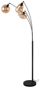Čierno-oranžová stojacia lampa so skleneným tienidlom (výška 200 cm) Lumina – Trio