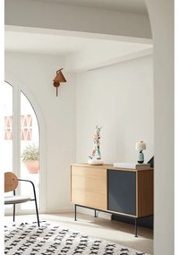 Antracitovosivá komoda v dubovom dekore Teulat Yoko, šírka 128 cm