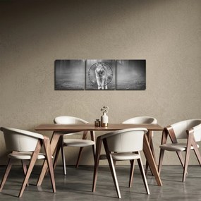 Obraz - Strážca lesa, čiernobiely (s hodinami) (90x30 cm)