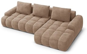 Svetlohnedá zamatová rozkladacia/s úložným priestorom rohová pohovka (pravý roh/s leňoškou) Linz – Cosmopolitan Design