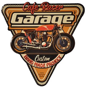 Kovová nástenná ceduľa Cafe Racer Garage - 40*1*40 cm