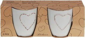 Šalky na kávu Vintage srdce – sivé 2 × 150 ml