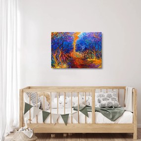 Sklenený obraz - jesenné koruny stromov, moderný impresionizmus (70x50 cm)