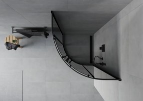 Mexen Rio, štvrťkruhový sprchovací kút s posuvnými dverami 90(dvere) x 90(dvere) x 190 cm, 6mm šedé sklo, čierny profil, 863-090-090-70-40